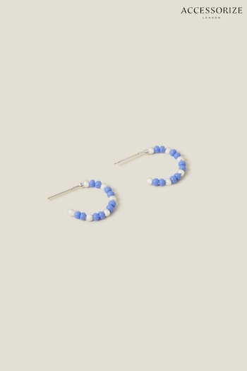 Accessorize Blue Sterling Silver-Plated Beaded Earrings (653544) | £14