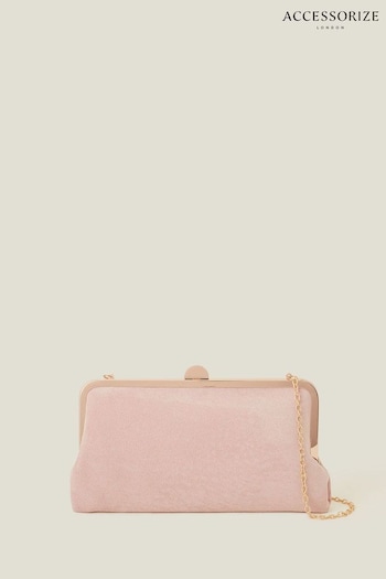 Accessorize Pink Suedette Clip Frame Clutch Bag (653572) | £25