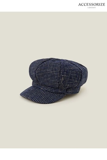 Accessorize Blue Tweed Baker Boy Hat (653589) | £20