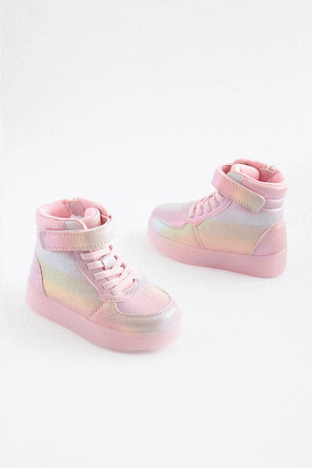 Pink Rainbow Shimmer Light-Up Trainers (653656) | £27 - £30