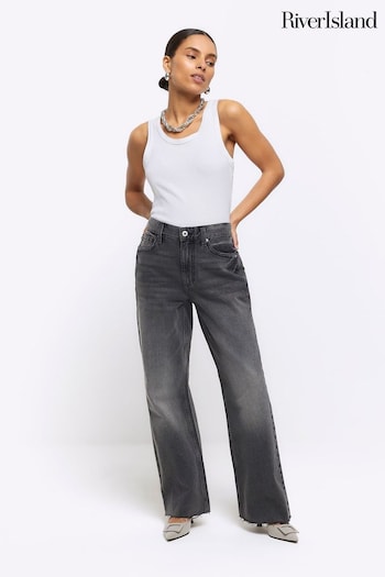River Island Black Petite HR Relaxed Straight Jeans (653706) | £40