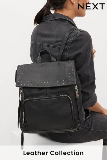 Black 100% Leather Casual Rucksack (653763) | £98