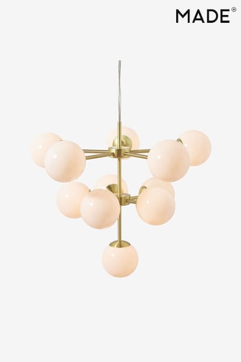 MADE.COM Brass/Opal Globe Large Chandelier Pendant (654059) | £199