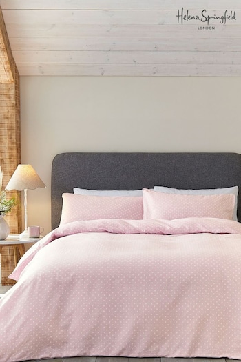Helena Springfield Pink Brushed Cotton Polka Dot Duvet and Pillowcase Cove Set (654159) | £45 - £85