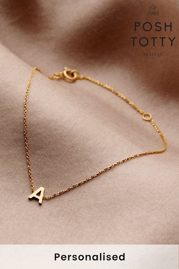 Petite 9ct Gold Initial Bracelet by Posh Totty Designs (654367) | £105
