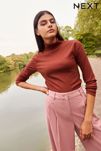 Red Long Sleeve Ribbed Roll Neck Top (654466) | £13.50