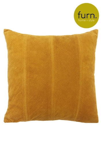 furn. Ochre Yellow Jagger Ribbed Polyester Filled Cushion (654532) | £19