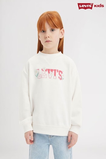 Levi's® White Floral Logo Crew Neck Sweater Jumper (654780) | £45 - £50