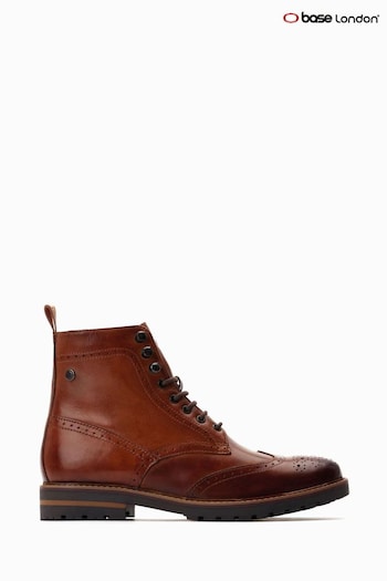 Base London Grove Lace Up Brogue Brown Boots While (654945) | £85