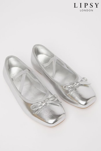 Lipsy Silver Flat Slip On Square Toe Ballerina (655921) | £18 - £22
