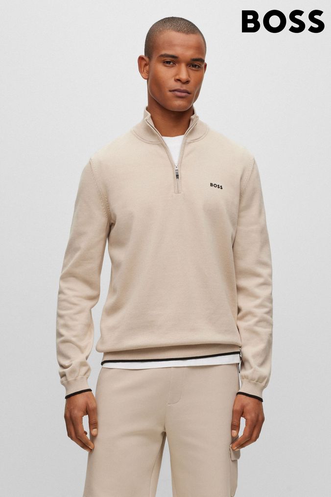 Buy Men s BOSS Natural Knitwear Online Next UK