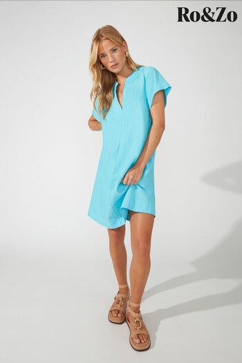 Ro&Zo Blue V-Neck Short Dress (656197) | £79
