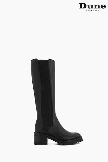 Dune London Tesa High Leg Chelsea Black Boots con (656220) | £200