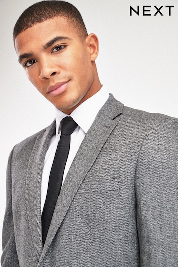 Grey Tailored Nova Fides Wool Herringbone Suit Jacket (656617) | £110