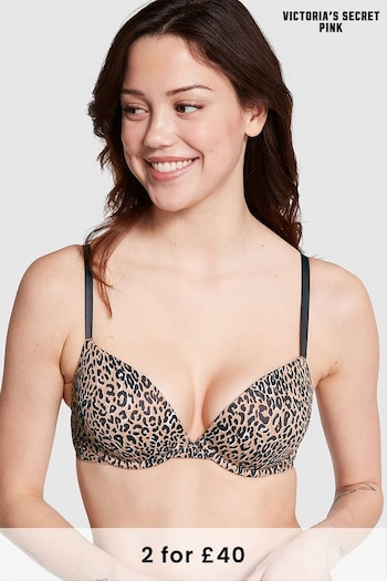 Victoria's Secret PINK Leopard Brown Super Push Up Bra (656746) | £29