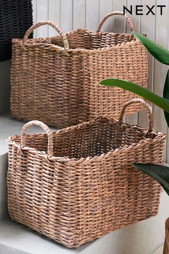 Natural Set of 2 Plastic Wicker Set of 2 Baskets Storage Baskets (656765) | £38
