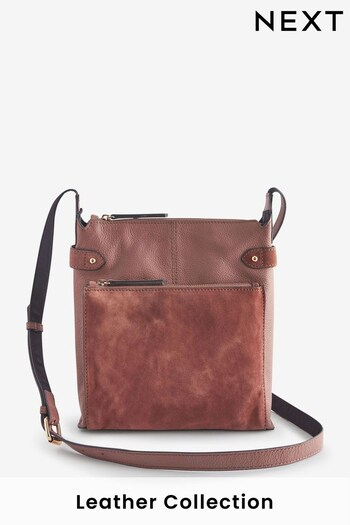 Rose Pink Leather Pocket Messenger Bag (656992) | £38