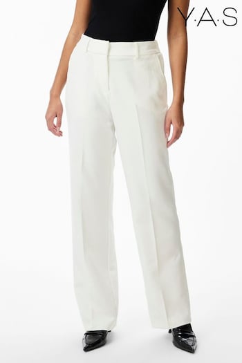YAS White High Waisted Tailored Trousers (657086) | £55