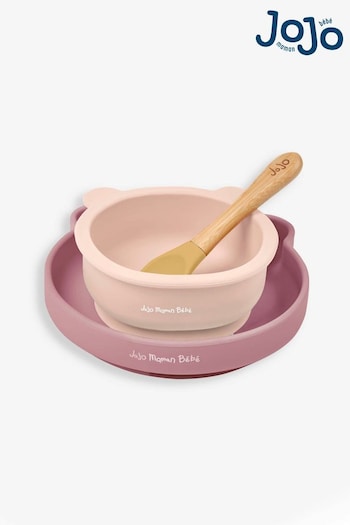JoJo Maman Bébé Pink My First Silicone Mealtime Bear Set (657107) | £25