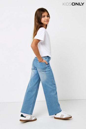 ONLY Blue Wide Leg Stretch Adjustable Waist Jeans ruffle (657144) | £22