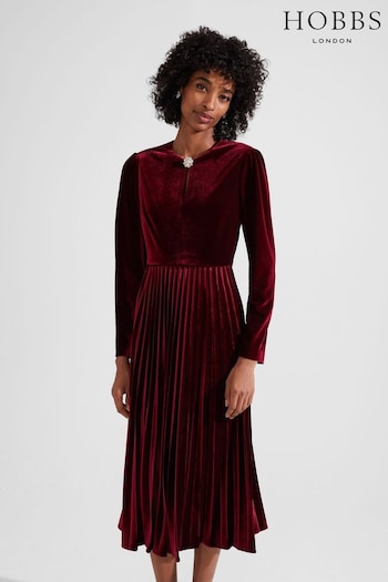 Hobbs Red Rosalie Velvet Dress (657433) | £199