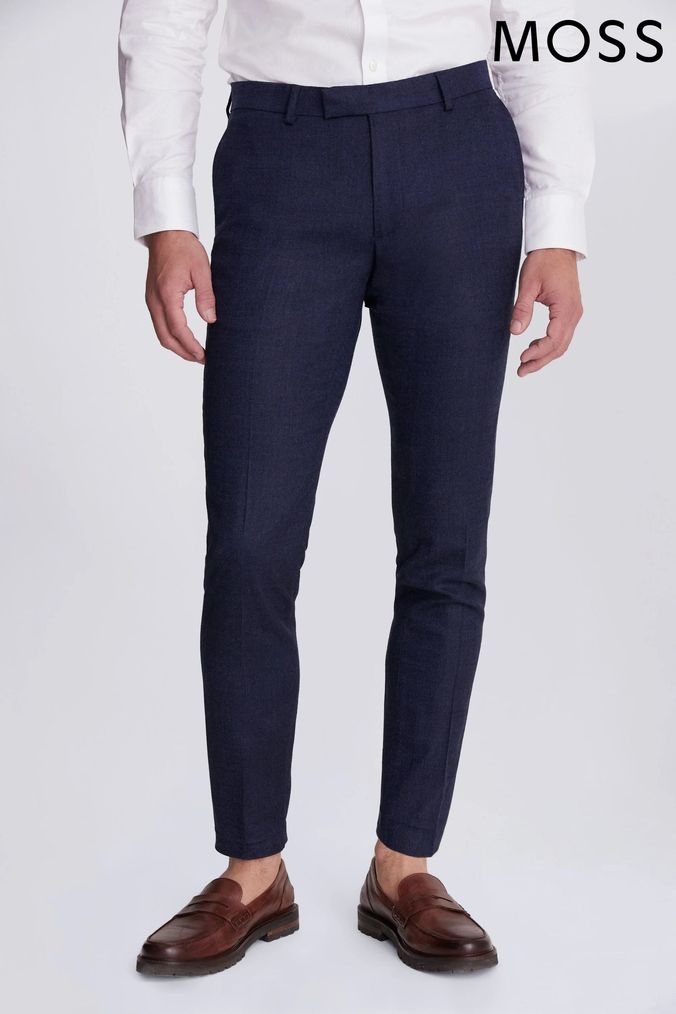 Next mens navy trousers discount