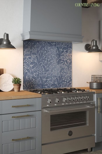Country Living Air Force Blue Acanthus Leaf Glass Splashback 90x75cm (658612) | £229