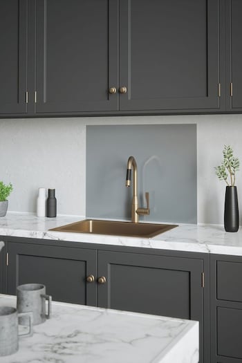 House Beautiful Pewter Grey Glass Kitchen Splashback 90x75cm (658622) | £179