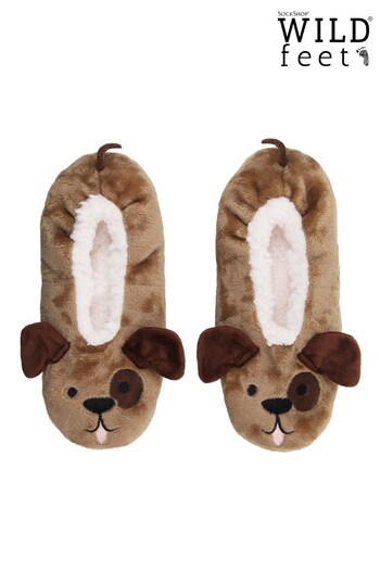 Wild Feet Brown Fluffy Footsie Slippers (658829) | £14