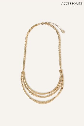 Accessorize Gold Tone Layered Bar Collar Necklace (658835) | £16