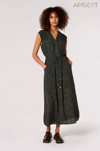 Apricot Green/Black Mini Pebble Zip Front Midi Dress (658868) | £35