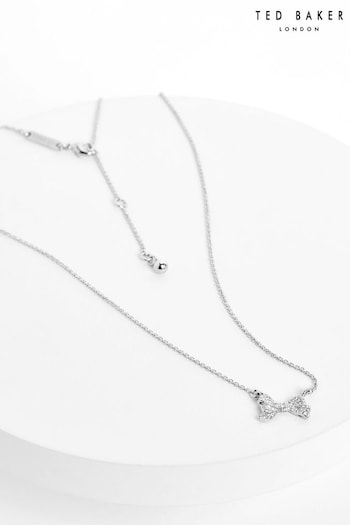 Ted Baker Silver Tone BARSIE Crystal Bow Pendant Necklace (659090) | £35
