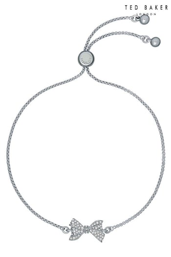 Ted Baker Silver Tone BARSET: Crystal Bow Adjustable Bracelet (659167) | £35