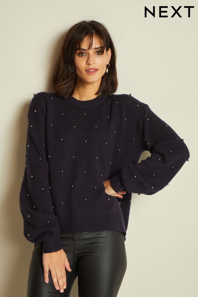 Ladies jumpers with pearls top