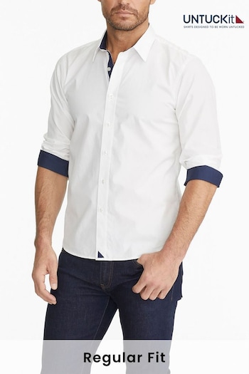 UNTUCKit White/Navy Wrinkle-Free Regular Fit Las Cases Special Shirt (659242) | £80