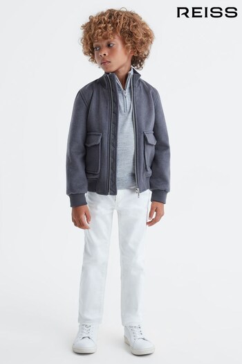 Reiss Airforce Blue Shuffle Teen Wool Blend Zip-Through Jacket (659358) | £98