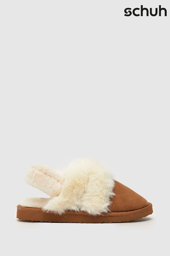 Schuh Brown Harper Faux Fur Mules (659506) | £25