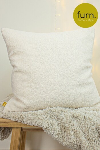furn. Ivory White Malham Teddy Borg Fleece Polyester Filled Cushion (659614) | £20