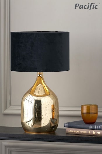 Pacific Champagne Gold Stellar Glass Dual Light Table Lamp (659658) | £100