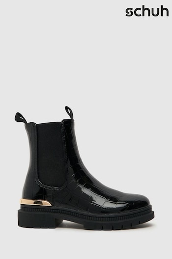 Schuh Calm Black Croc Boots 35mm (660455) | £32 - £34