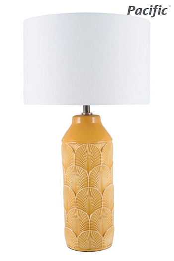 Pacific Yellow Bethan Embossed Ceramic Table Lamp (660482) | £75