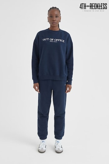 4th & Reckless Blue Peyton Embroidered Oversized Sweatshirt (660802) | £40