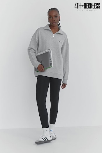 4th & Reckless Grey Marla Half Zip Polo Sweatshirt (660804) | £45