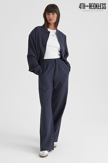 4th & Reckless Blue Teya Tailored Elasticated Straight Leg Trousers (660995) | £45
