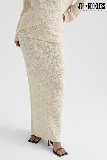 4th & Reckless Cream Rocha Boucle Knit Midi Skirt (661013) | £38