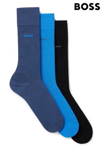 BOSS Blue Cotton Blend Logo Socks 3 Pack (661342) | £20