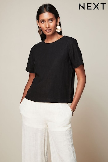 Black Summer T-Shirt With Linen (661560) | £16