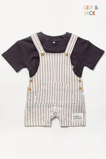 Lily & Jack Cream T-Shirt and Dungaree Outfit Set (661779) | £24