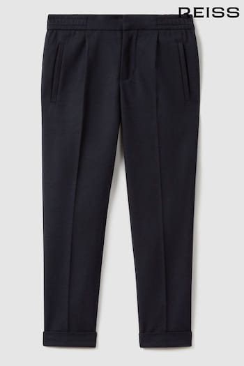 Reiss Navy Brighton Teen Relaxed Elasticated Trousers with Turn-Ups (661903) | £46