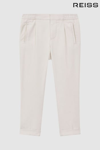 Reiss Ecru Brighton Teen Relaxed Elasticated Trousers with Turn-Ups (661915) | £46